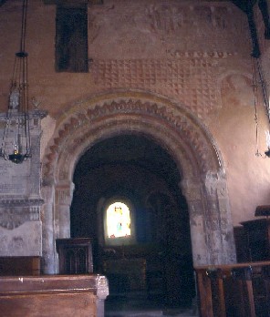 Kempley, nave, chancel arch wall
