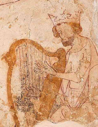 King David playing the harp, Longthorpe Tower