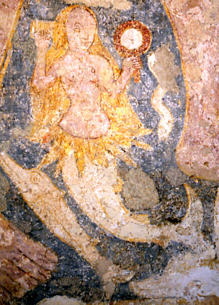 St Christopher, Oaksey, detail, mermaid