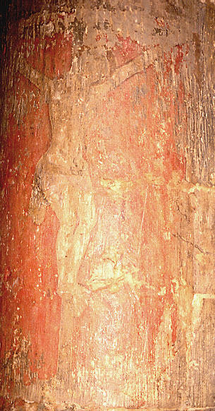 Crucifixion, painted on pillar, Broughton, Oxfordshire