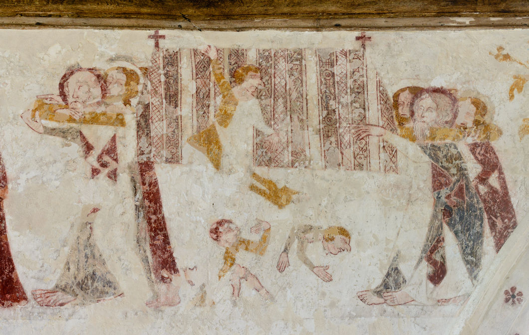 Chalgrove, Detail Burial of the Virgin/High Priest on the bier