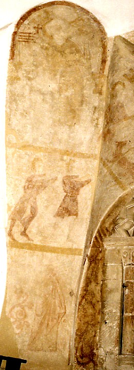 Martyrdom of St Edmund, Fritton, detail, left-hand side