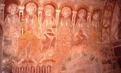 Kempley, detail, six Apostles, south wall