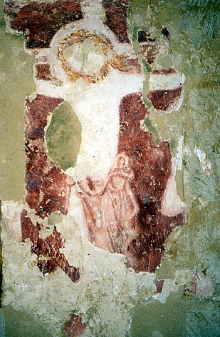 Crucifixion, painted on pillar, Little Missenden