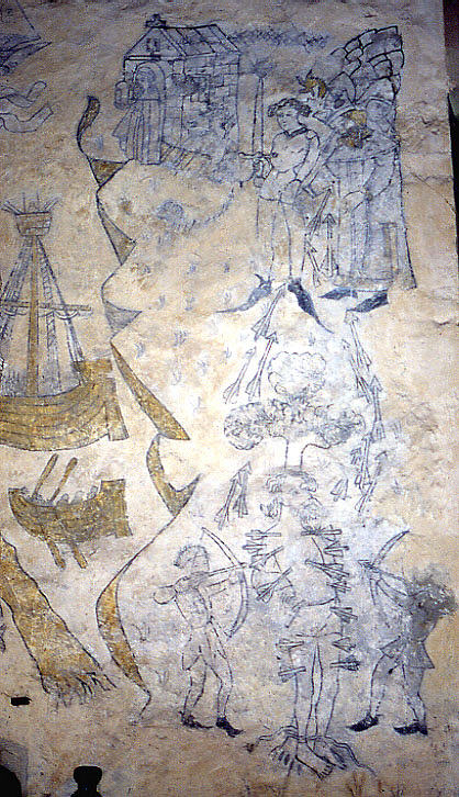 St Christopher, Shorwell, detail, Christopher's martyrdom