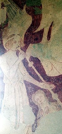 an angel announces the end at West Somerton, Virgin Mary kneels above