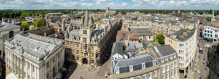 Looking North - the view includes Trinity, St John's and Gonville & Caius colleges on the left and All Saint's and Holy Trinity churches on the right.