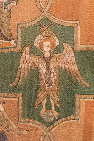 Detail from the Syon Cope showing an angel - early 14th century